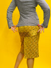 Jean Paul Gaultier Gold Silk Jacquard Printed Pencil Skirt