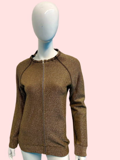 Tricot Comme Des Garçons 2004 Gold Boiled Wool Zip Front Cardigan