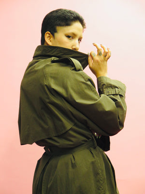 1990’s Drizzle Olive Double Breasted Belted Duster