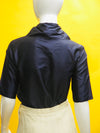 Romeo Gigli Navy Silk Signature Short Sleeve Blouse