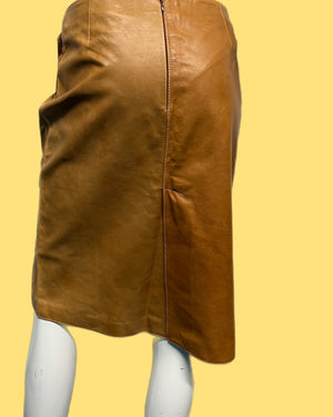 Y2K Miu Miu Leather Miniskirt w/ Pink Stitching