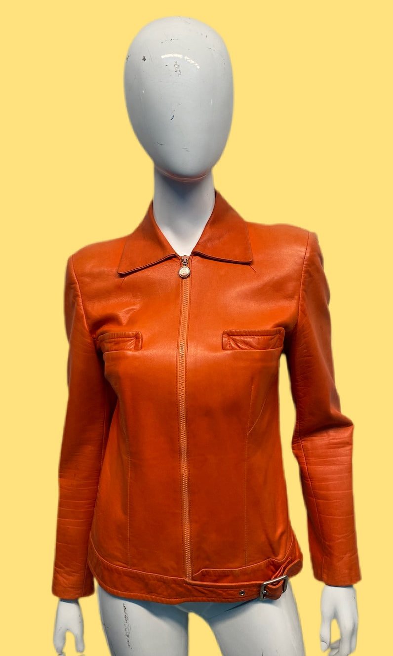 Tom Ford x Gucci Orange Leather Moto Jacket