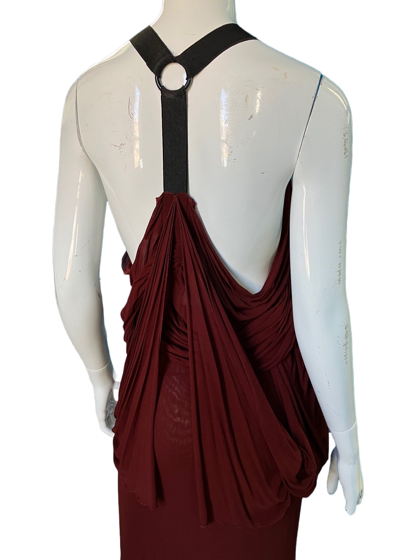 Jean Paul Gaultier 2000s Racerback Cabernet Mesh Gown