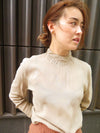 1990’s Giorgio Armani taupe silk pleated collar blouse