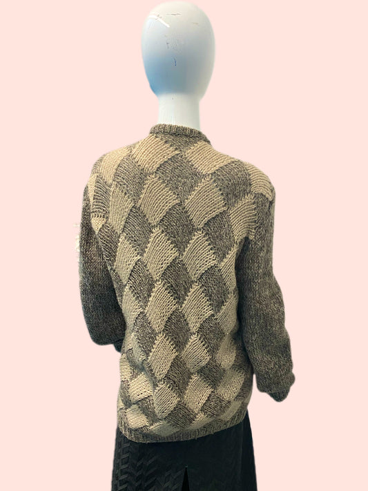 1980’s Gucci Contrast Wool Lattice Knit Cardigan