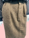 1980’s Ralph Lauren Wool Herringbone Buttonfly Midi skirt