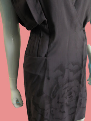 Calvin Klein Collection Smoke Silk Jacquard Kimono wrap Dress