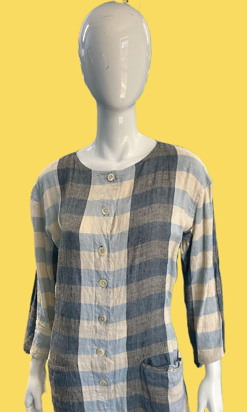 1980’s Jil Sander Plaid Linen Dress