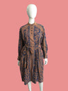 1970’s Belted Indian Cotton Batik Print Dress